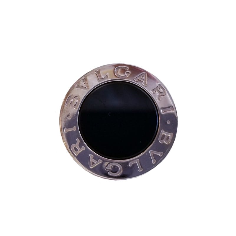Bulgari Bulgari Collection 18K White Gold Split Shank Ring with Black Onyx  | Perlina Jewelers