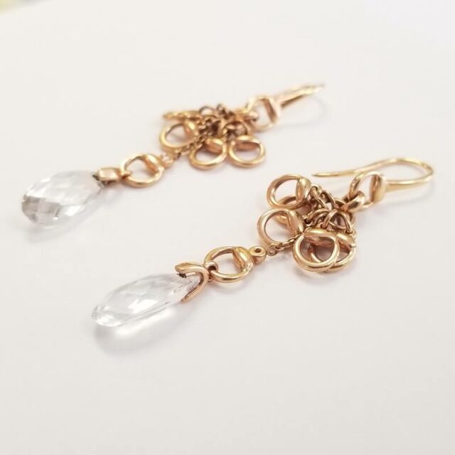 Gucci 18K Rose Gold Diamond And Crystal Chandelier Earrings