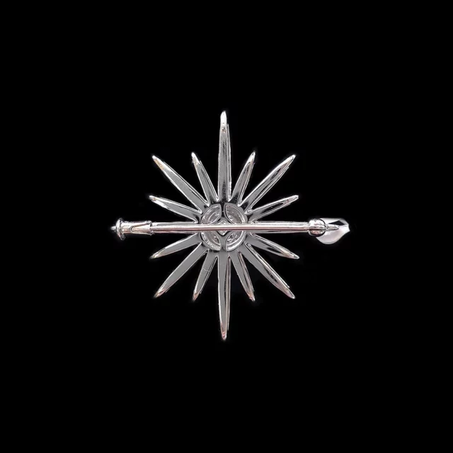 18K White Gold Large 16 Point Diamond Star Brooch