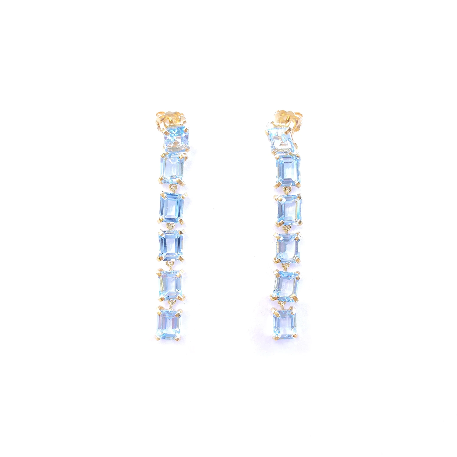 Gold Plated Sterling Silver Blue Topaz Drop Earrings