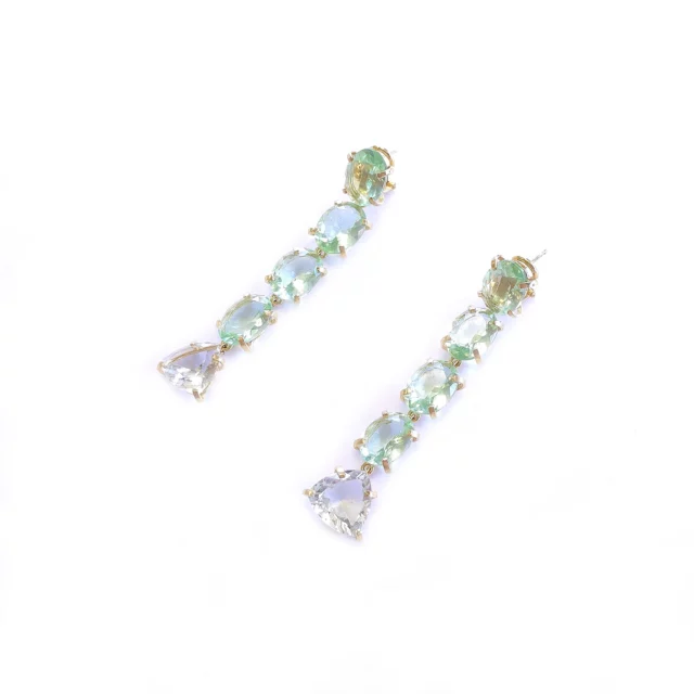 Gold Plated Sterling Silver Green Quartz Drop Earrings