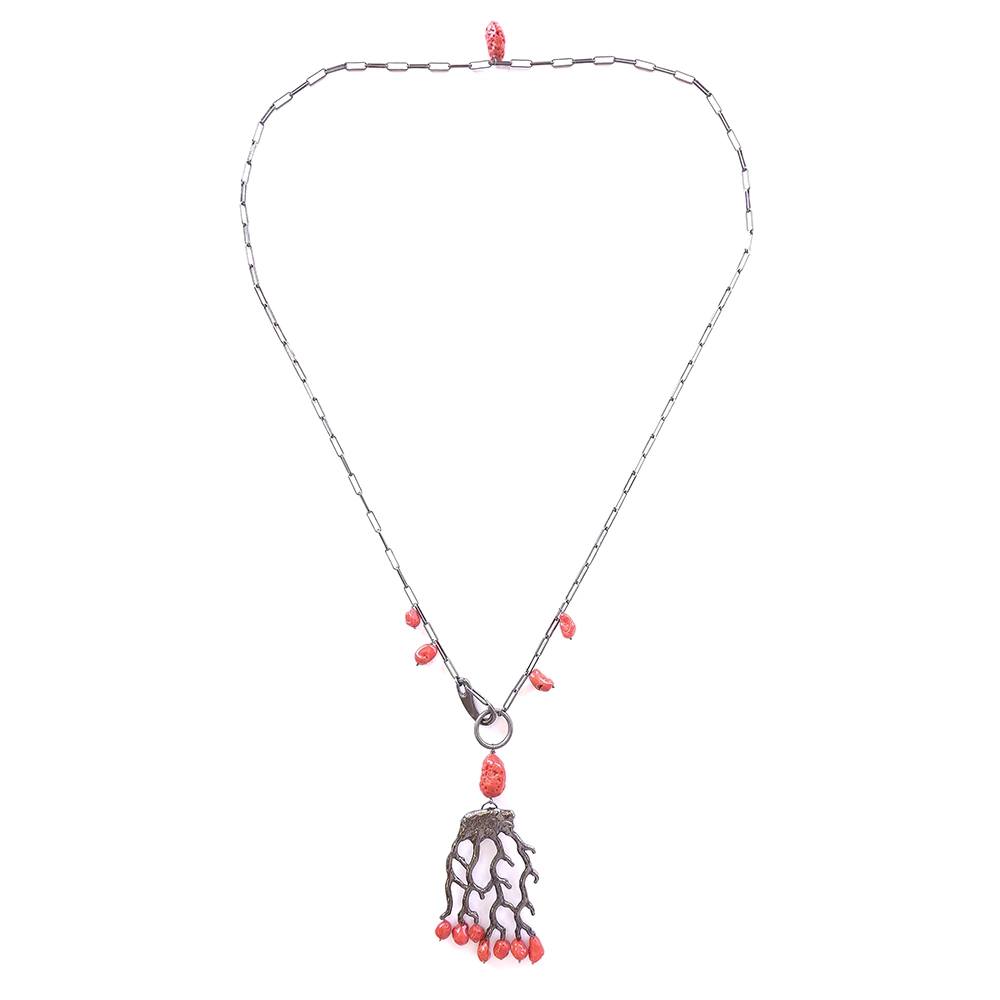 Sterling Silver Genuine Red Coral Necklace