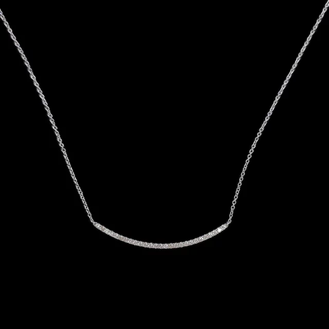 14K White Gold Diamond Line Necklace