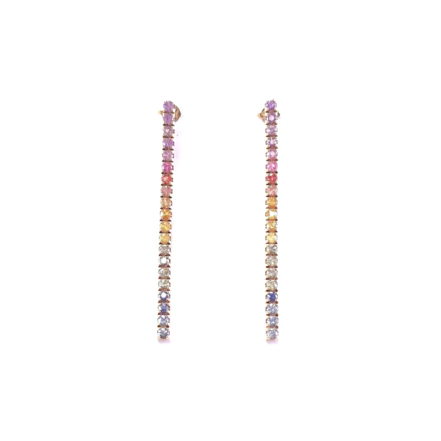 Bibigi 18K Rose Gold Multi Colored Sapphire Line Earrings