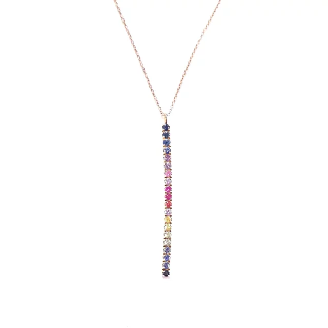 Bibigi 18K Rose Gold Multi Colored Sapphire Line Necklace