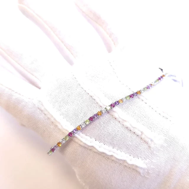 Bibigi 18K White Gold Multi Colored Sapphire Tennis Bracelet